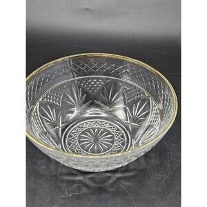 Vintage Cristal D'Arques Durand Antique Gold Rim Berry Dessert Bowl 5.5" USA
